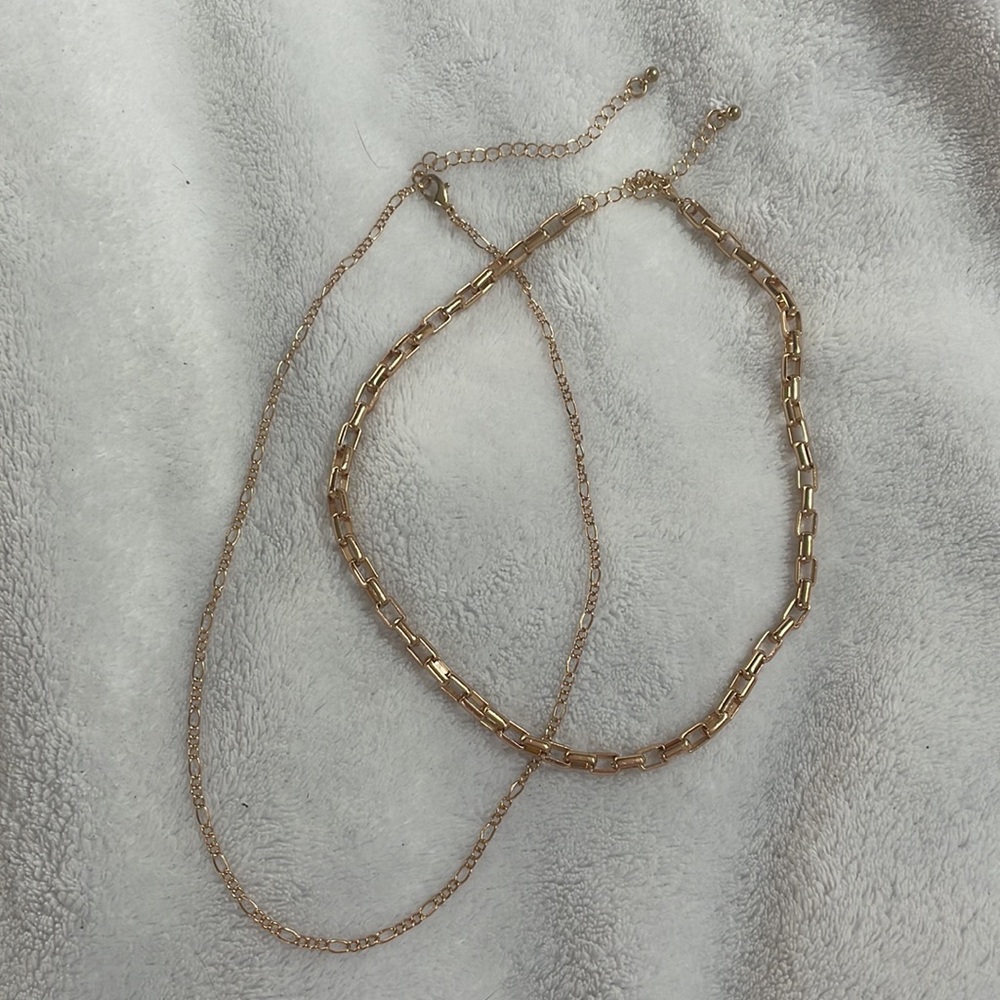 2 gold chain necklaces for layering
